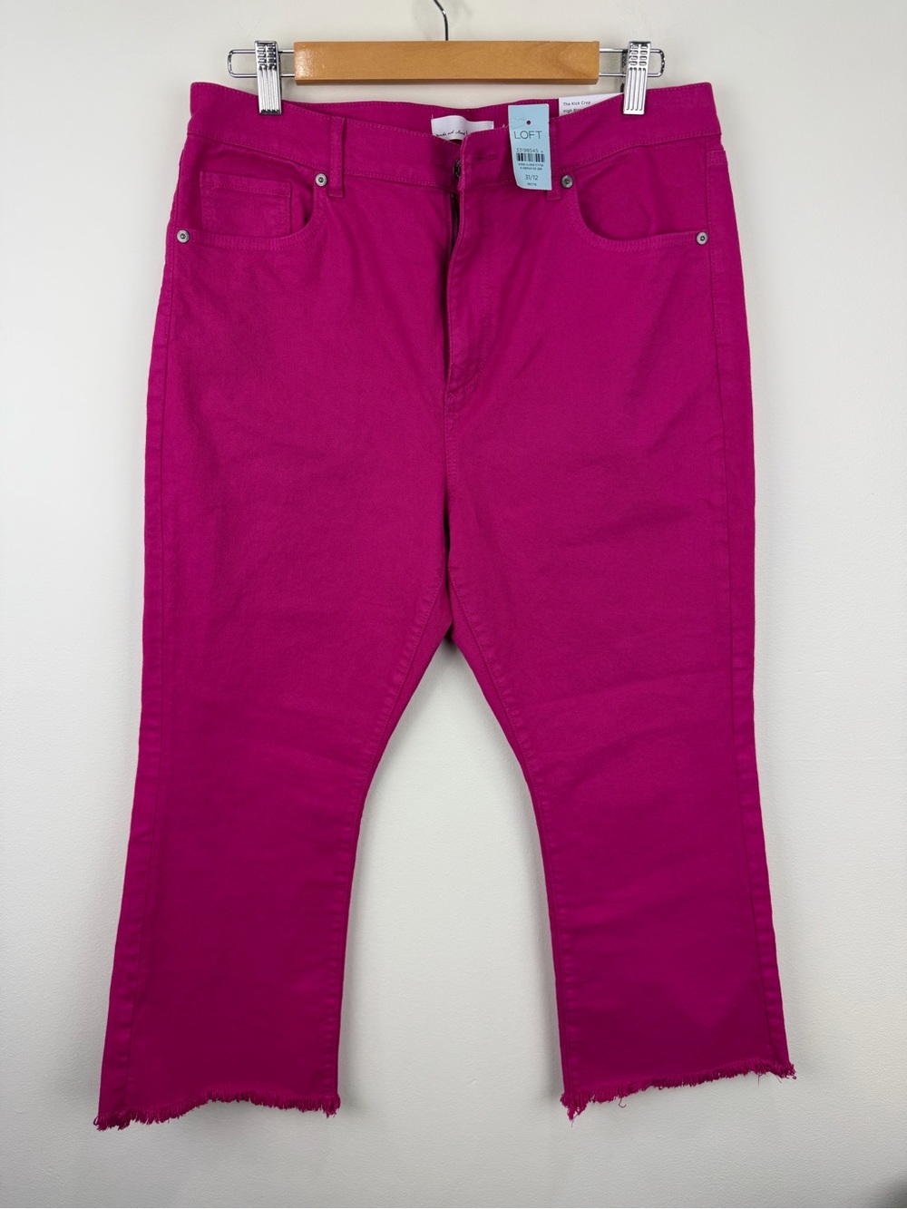 LOFT The Kick Crop High Rise Petite Jeans 31/12 Hot Pink NWT